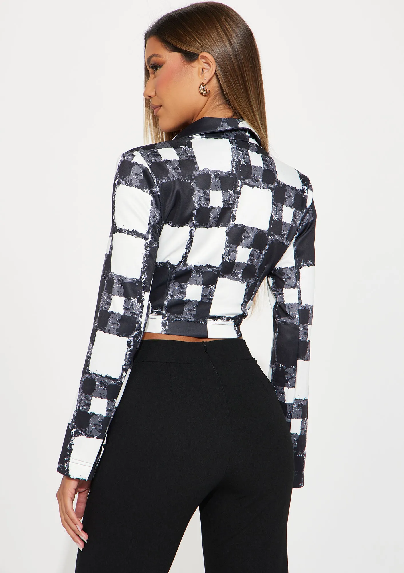 A Little Complicated Cropped Blazer - Black/combo