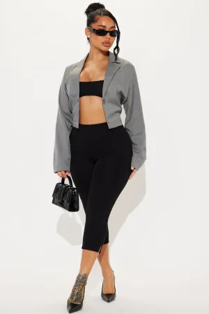 About My Business Cropped Blazer - Grey