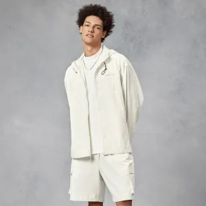 Air Comfy Zip UPF50  Sun-protective White Hooded Windbreaker Jacket