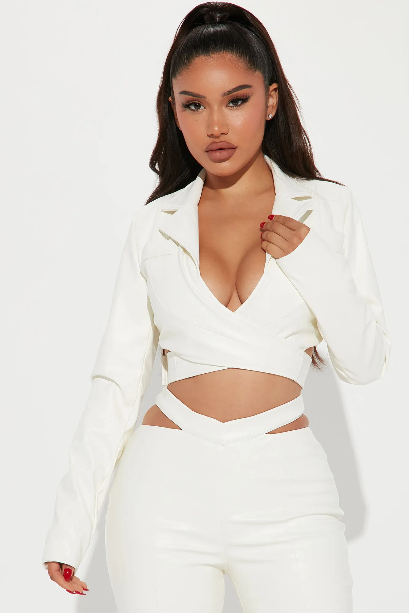 Alisa PU Pant Set - Off White