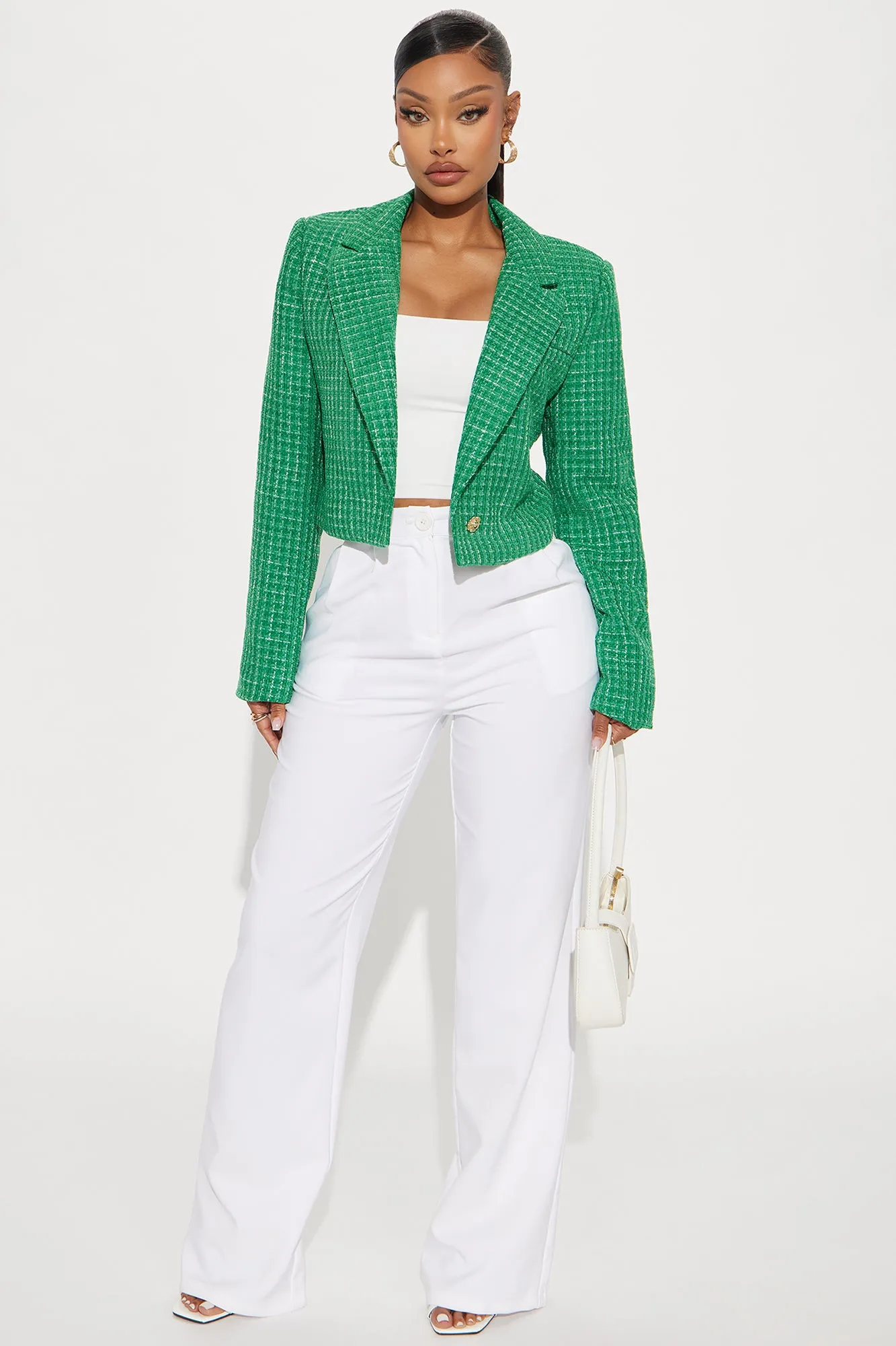 Anitta Tweed Blazer - Kelly Green