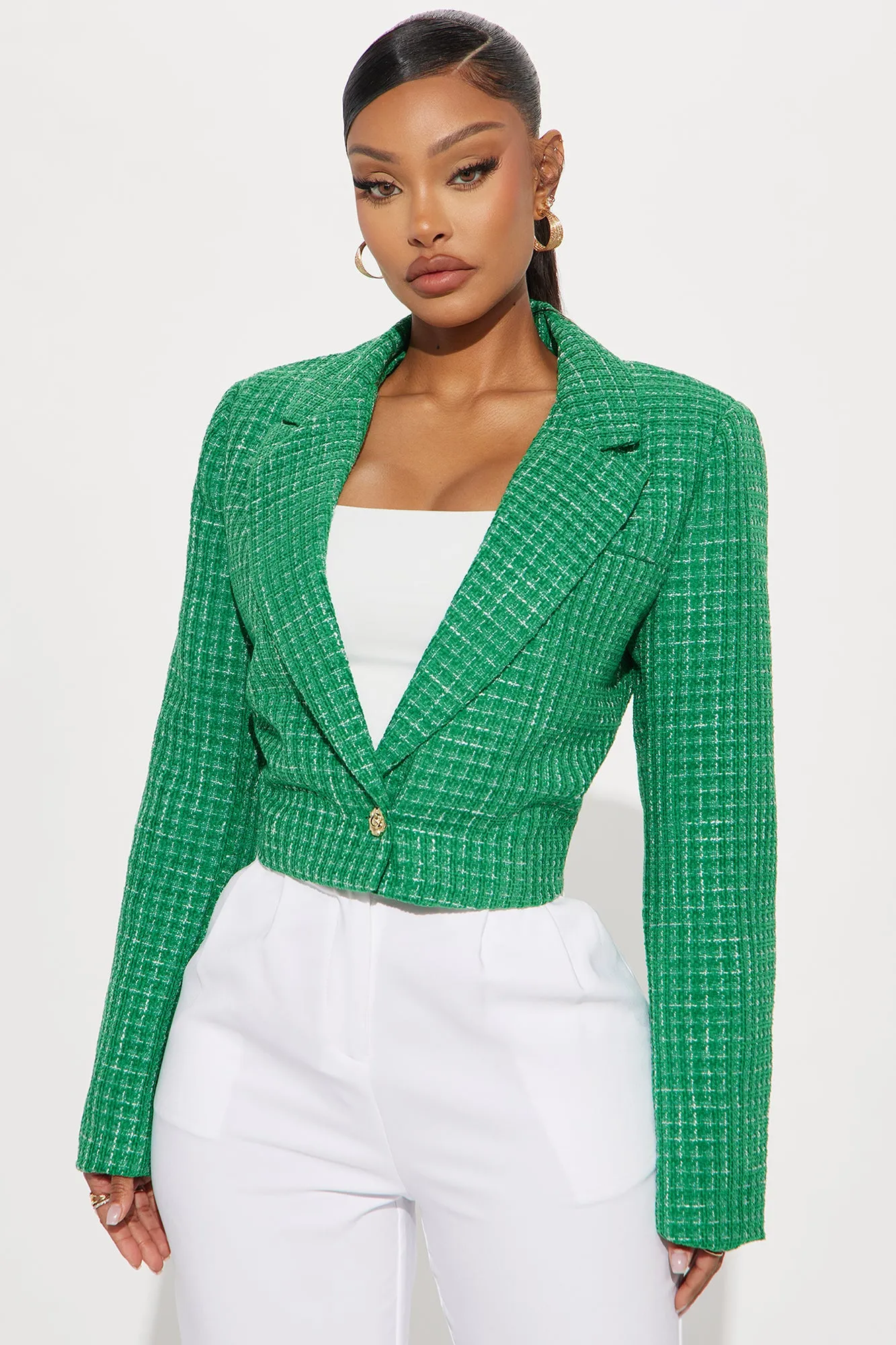 Anitta Tweed Blazer - Kelly Green