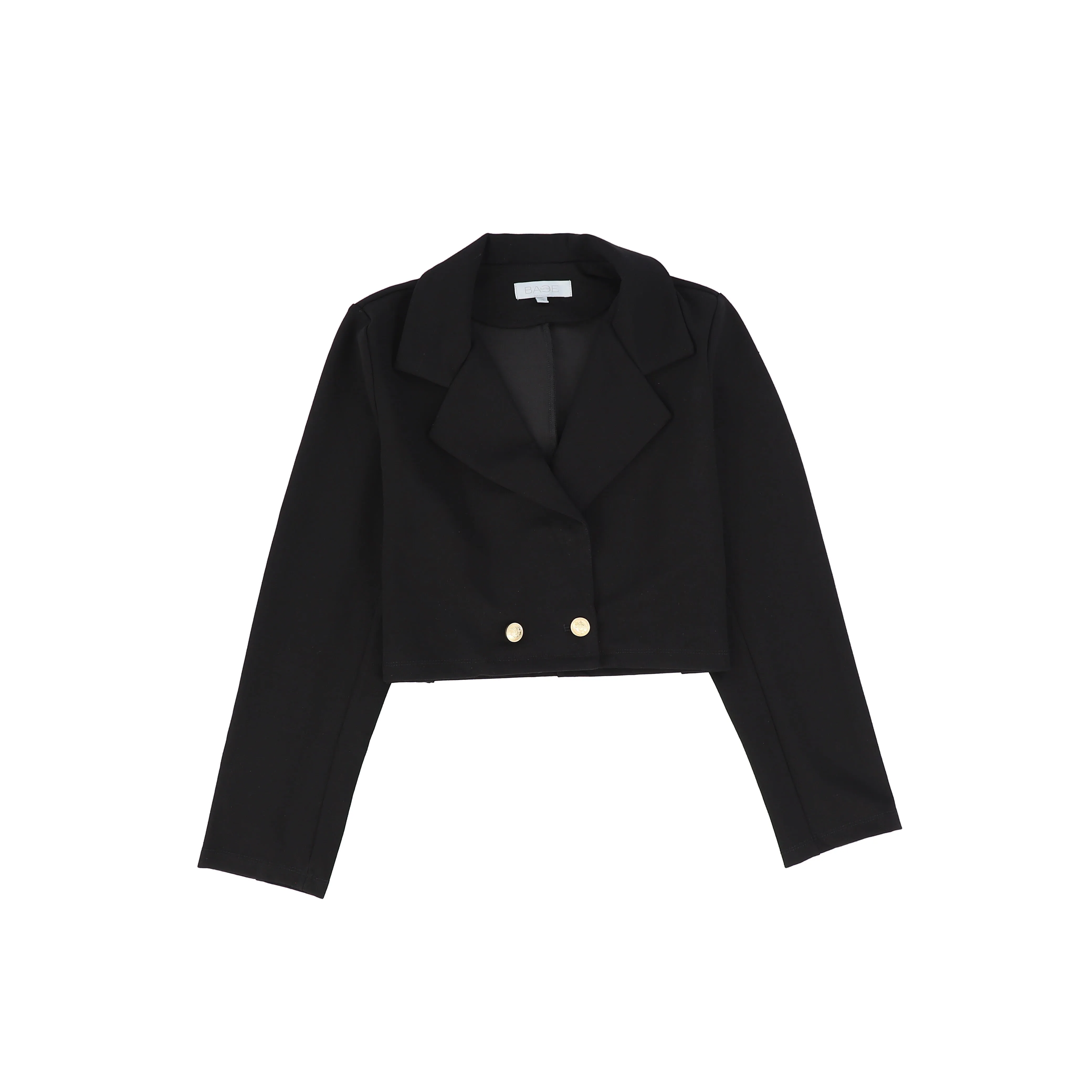 BACE COLLECTION CROPPED GOLD BUTTON BLAZER
