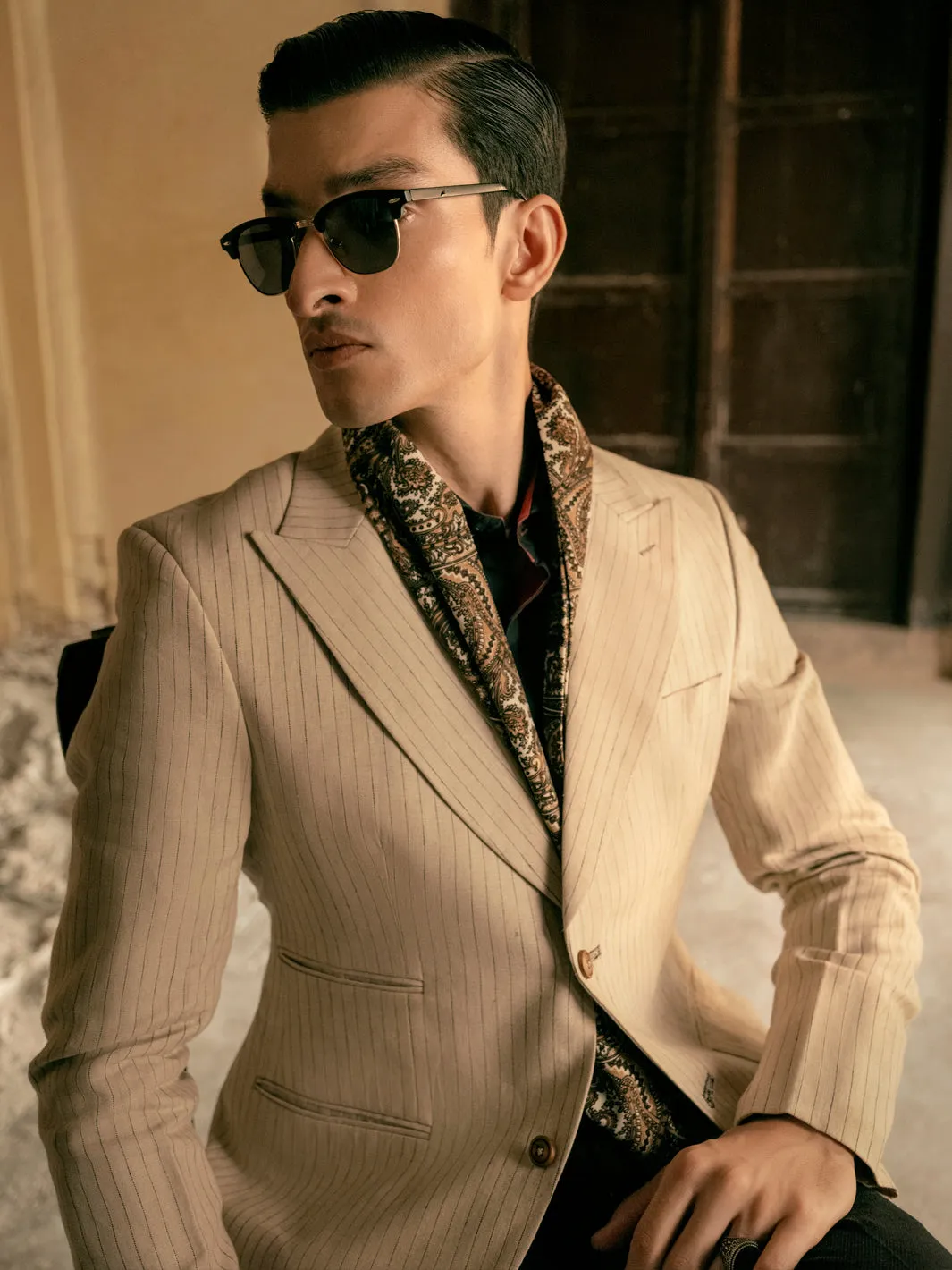 Beige Linen Blazer - AL-BLR-004