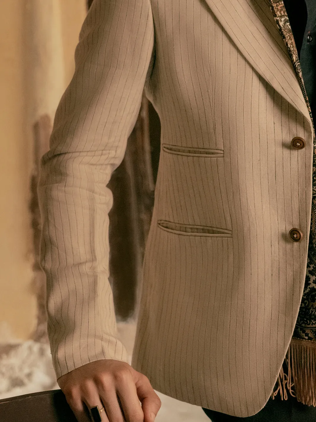 Beige Linen Blazer - AL-BLR-004
