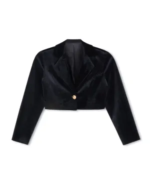 blazer cropped velvet - black