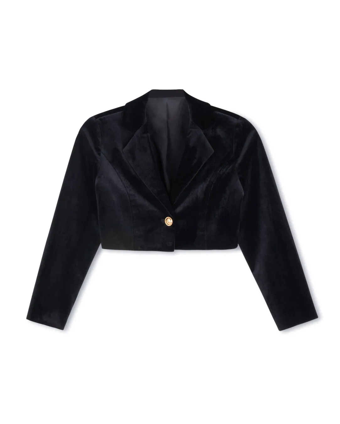 blazer cropped velvet - black