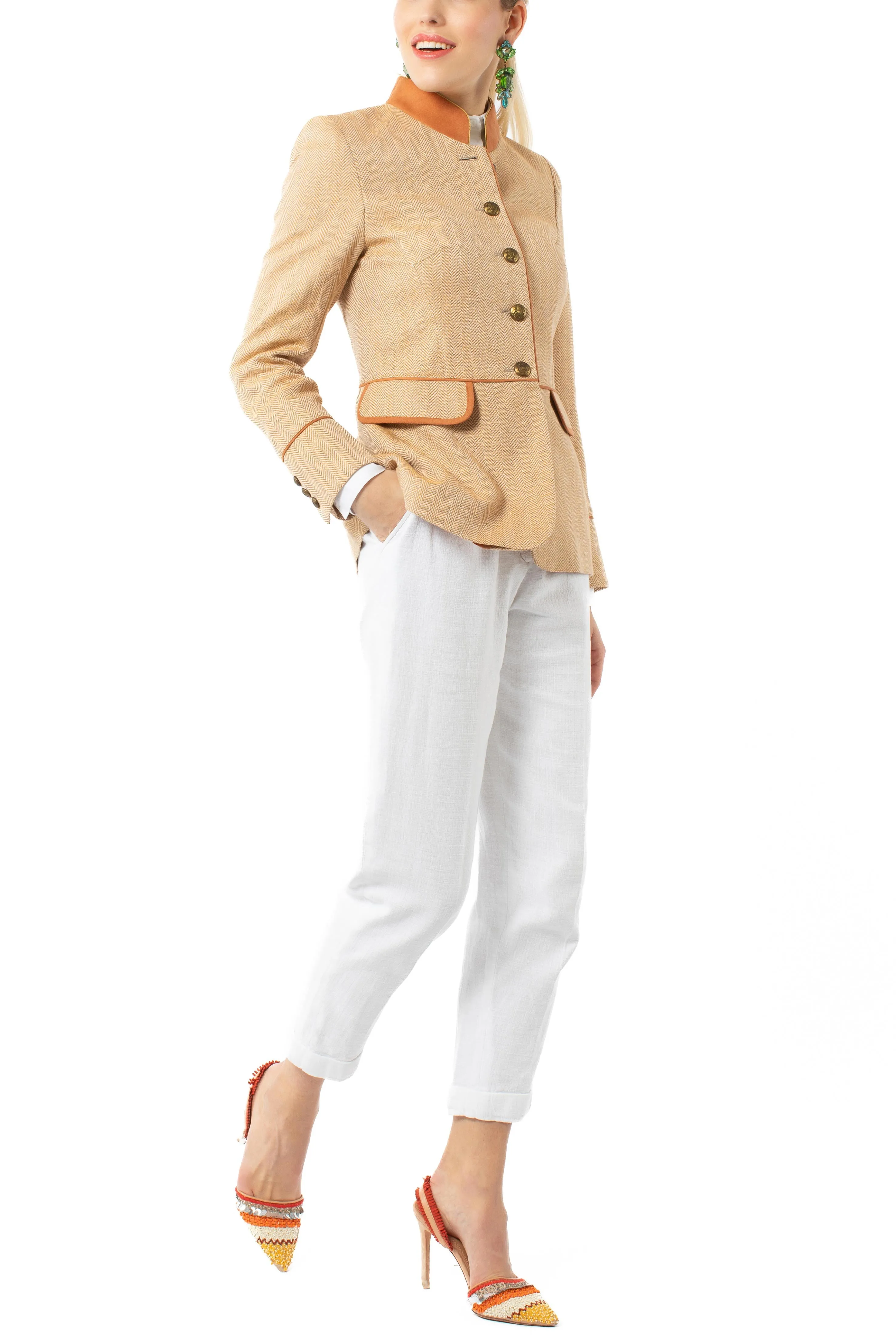 Blazer from herringbone linen