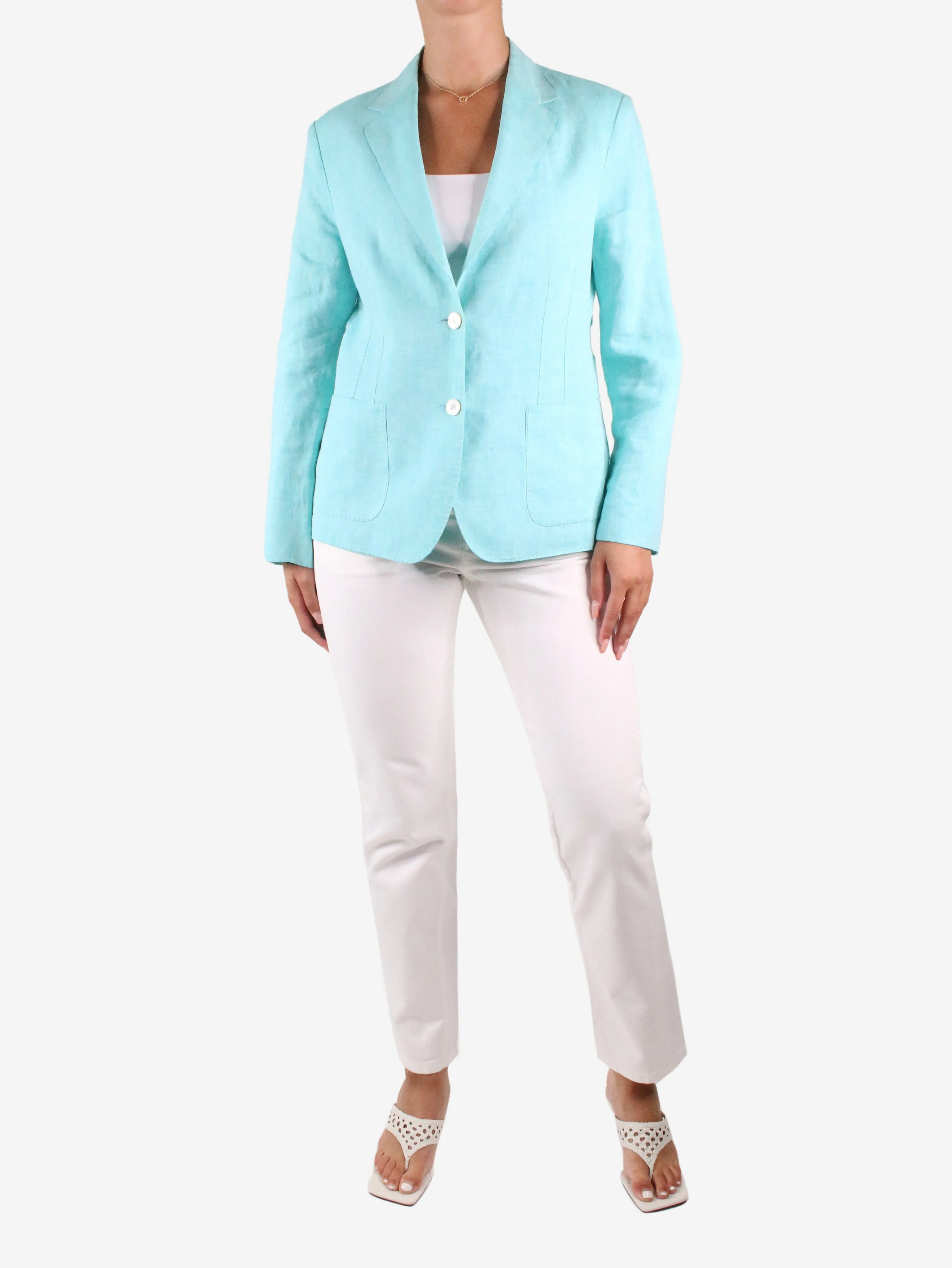 Blue linen button-up blazer - size IT 44