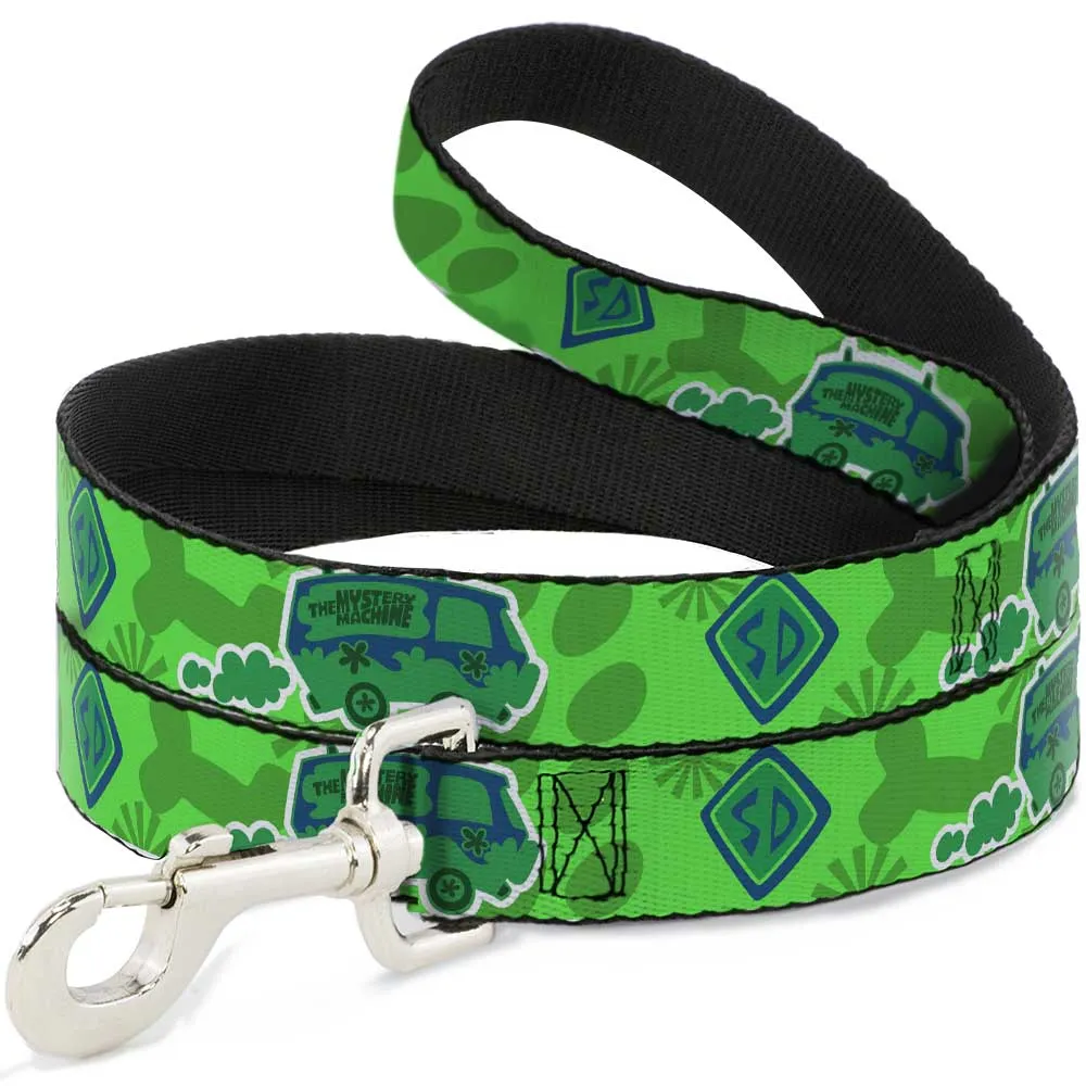 Dog Leash - Scooby Doo Mystery Machine/Dog Tag Collage Greens/Blues by Buckle-Down
