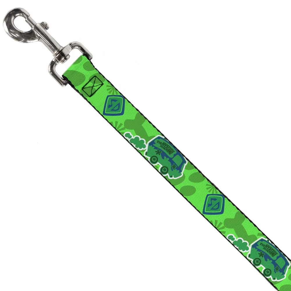 Dog Leash - Scooby Doo Mystery Machine/Dog Tag Collage Greens/Blues by Buckle-Down