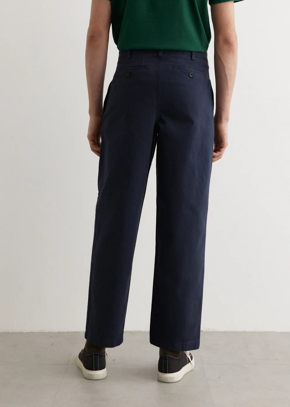 Double-Pleat Herringbone Pants