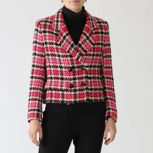 Dragon Fruit Kora Print Wool Blend Boxy Blazer