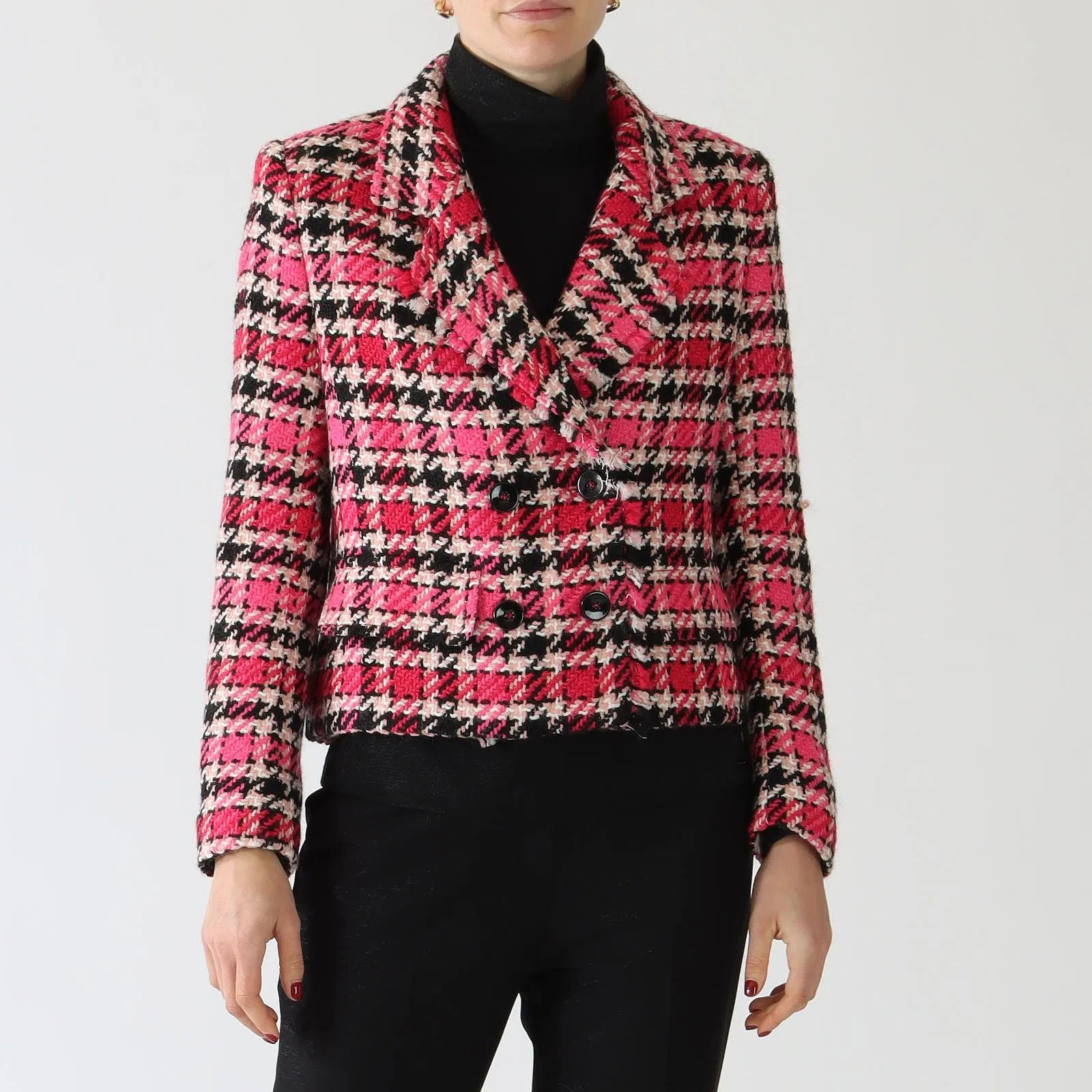 Dragon Fruit Kora Print Wool Blend Boxy Blazer