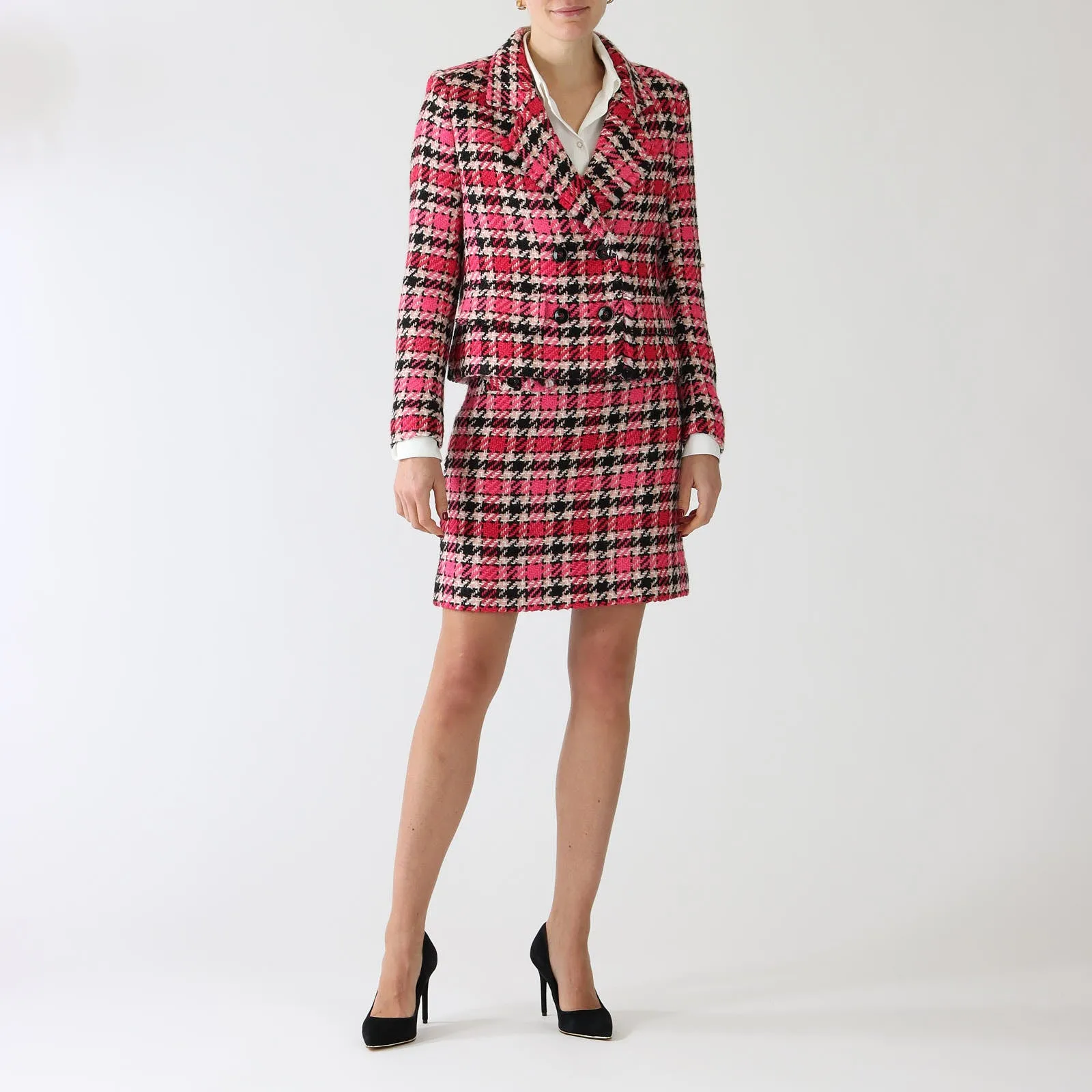 Dragon Fruit Kora Print Wool Blend Boxy Blazer