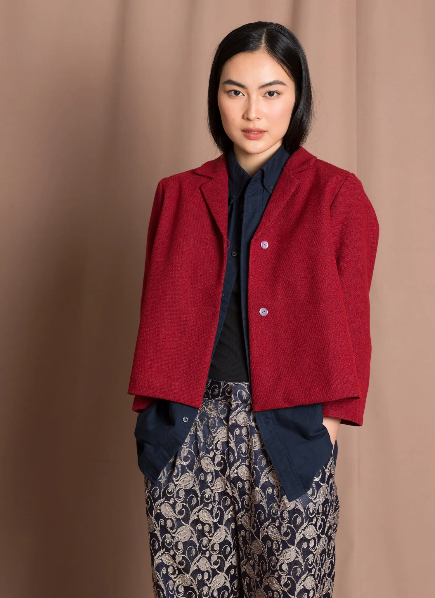 Earth 3/4 Sleeve Cropped Blazer - Tomato Sesame