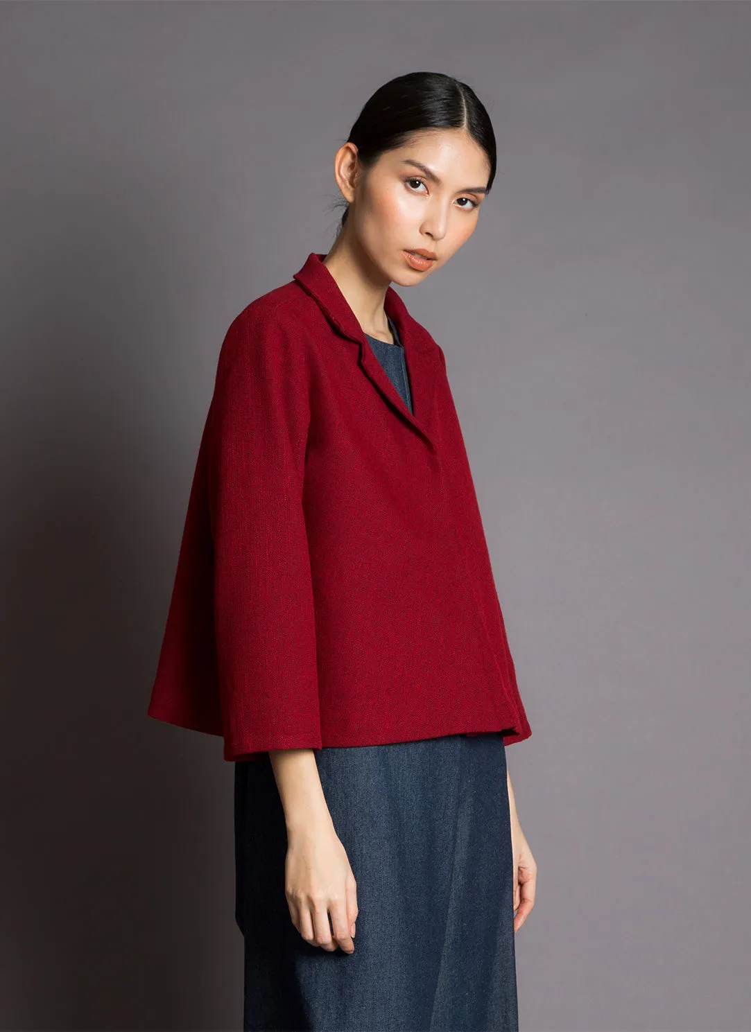 Earth 3/4 Sleeve Cropped Blazer - Tomato Sesame