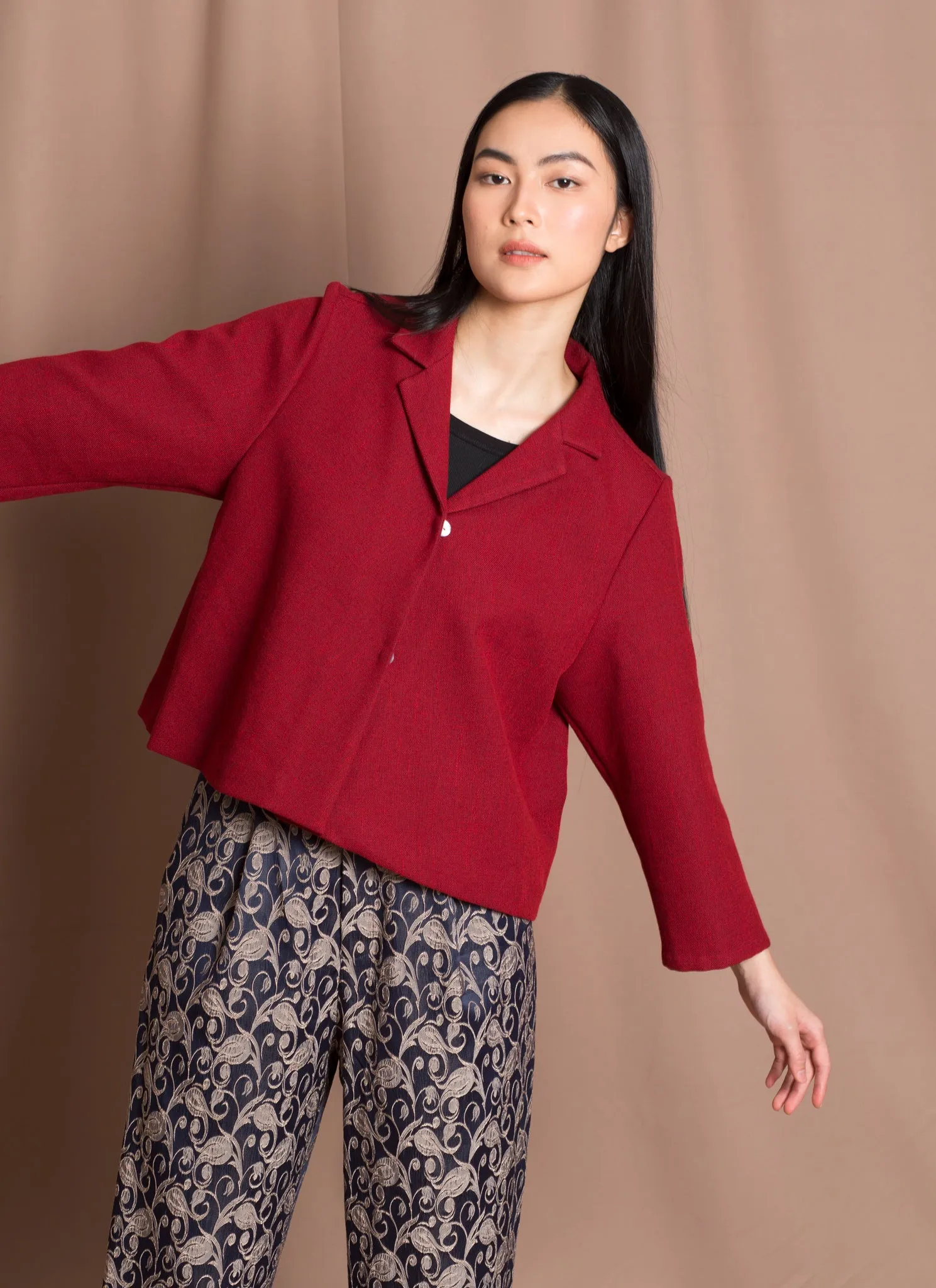 Earth 3/4 Sleeve Cropped Blazer - Tomato Sesame