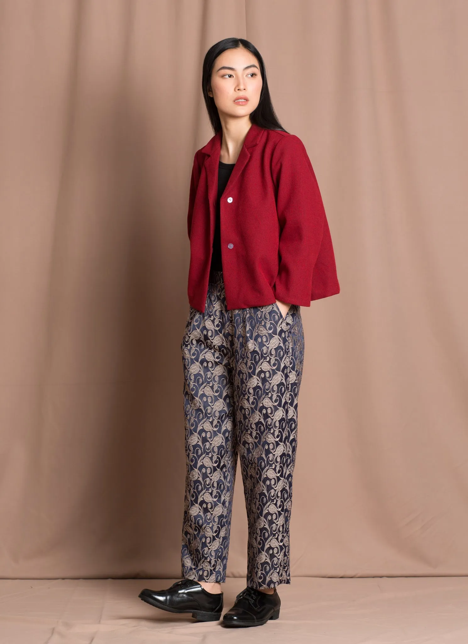Earth 3/4 Sleeve Cropped Blazer - Tomato Sesame