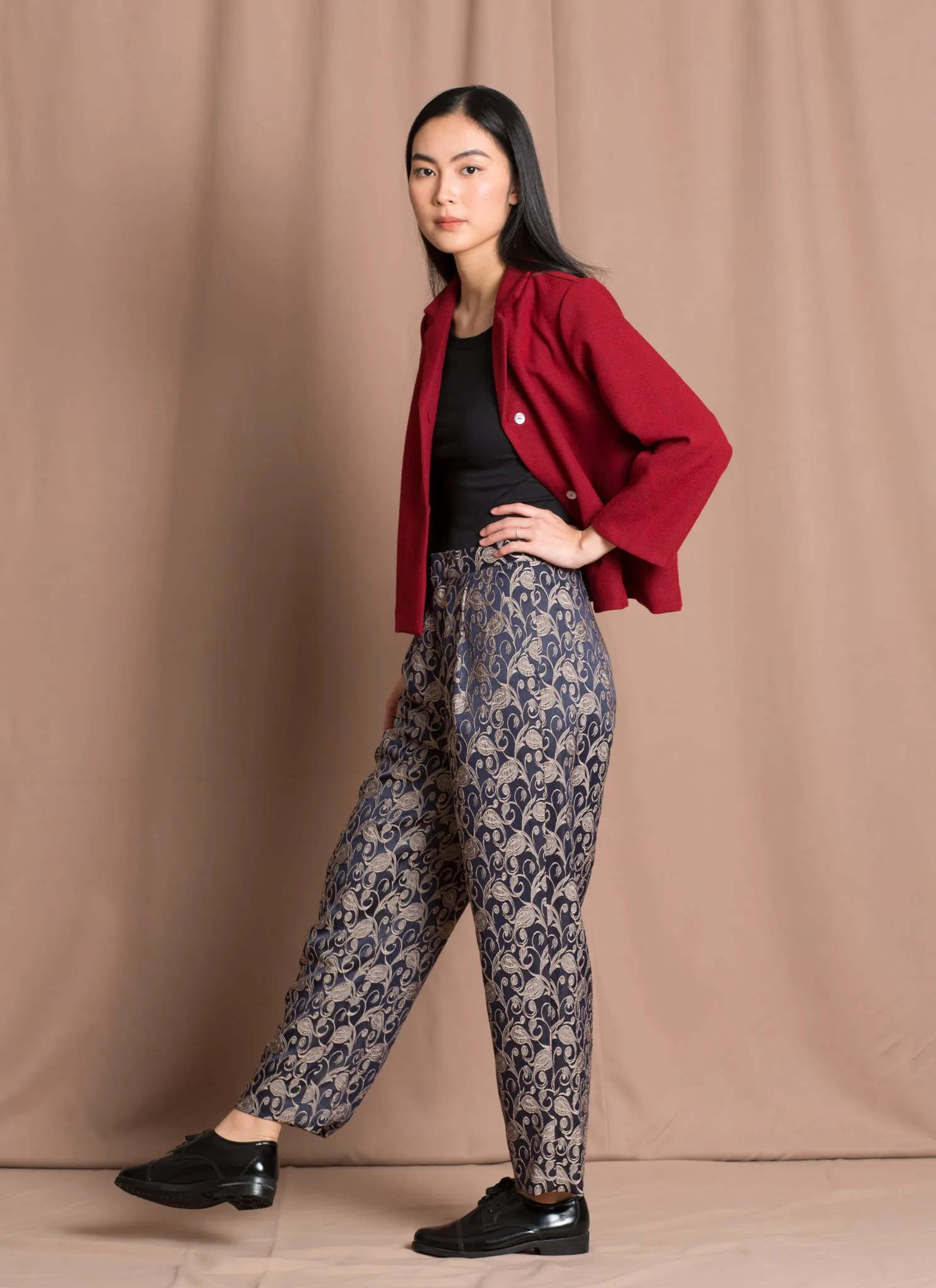 Earth 3/4 Sleeve Cropped Blazer - Tomato Sesame