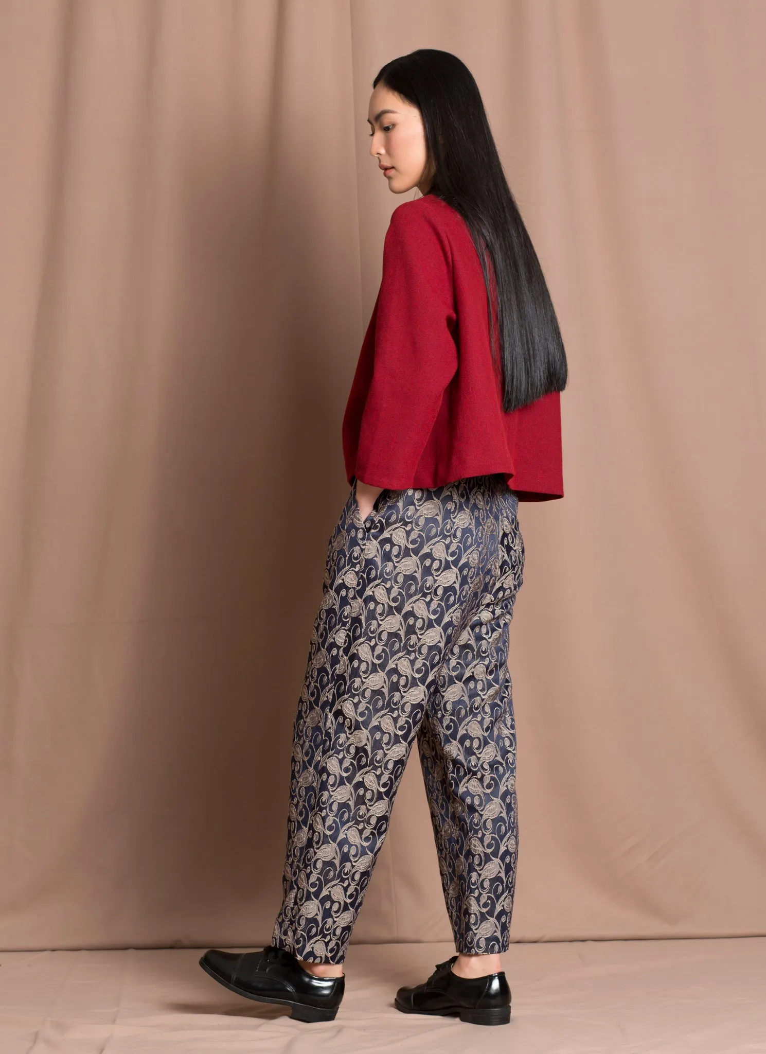 Earth 3/4 Sleeve Cropped Blazer - Tomato Sesame