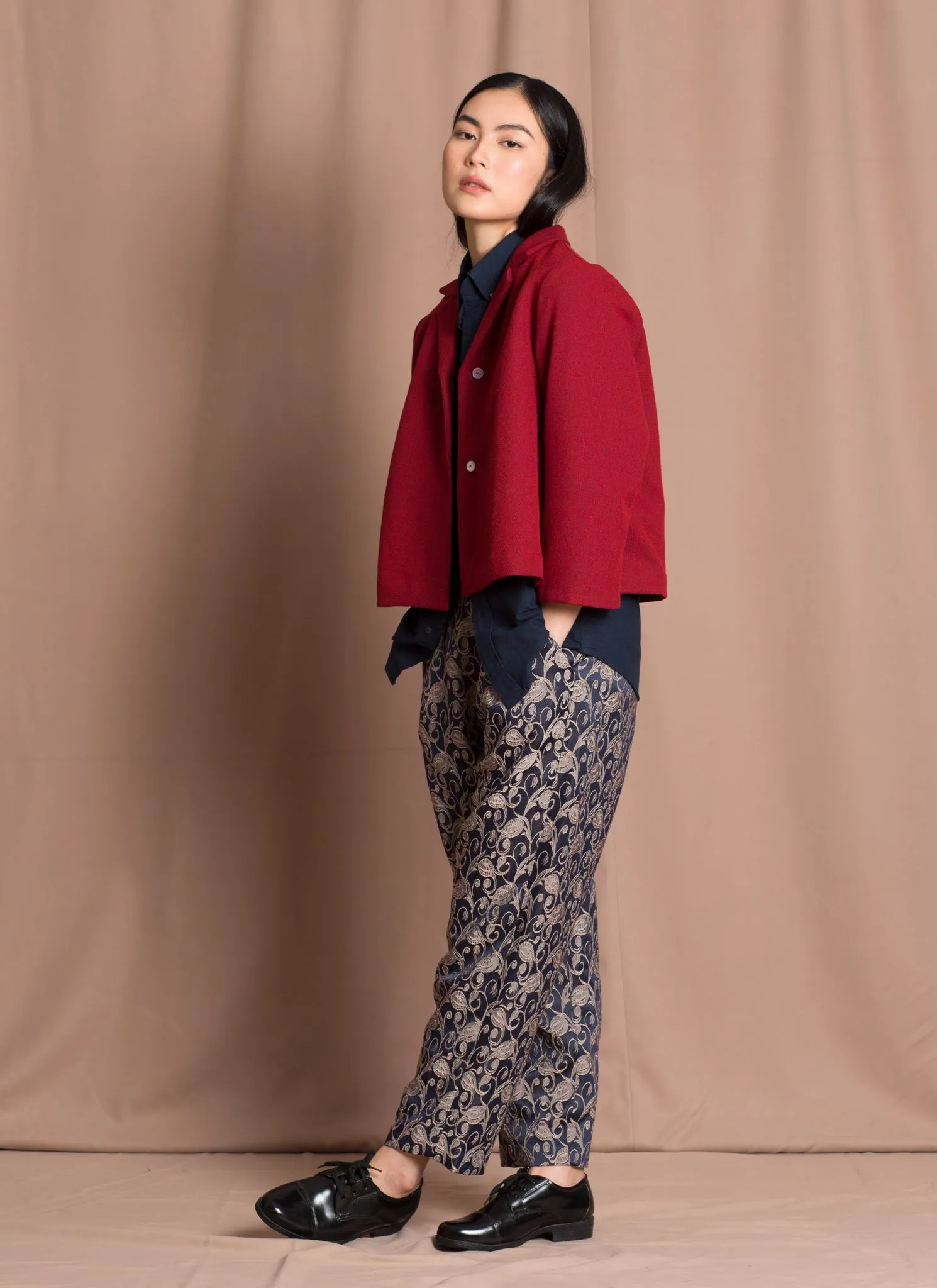Earth 3/4 Sleeve Cropped Blazer - Tomato Sesame