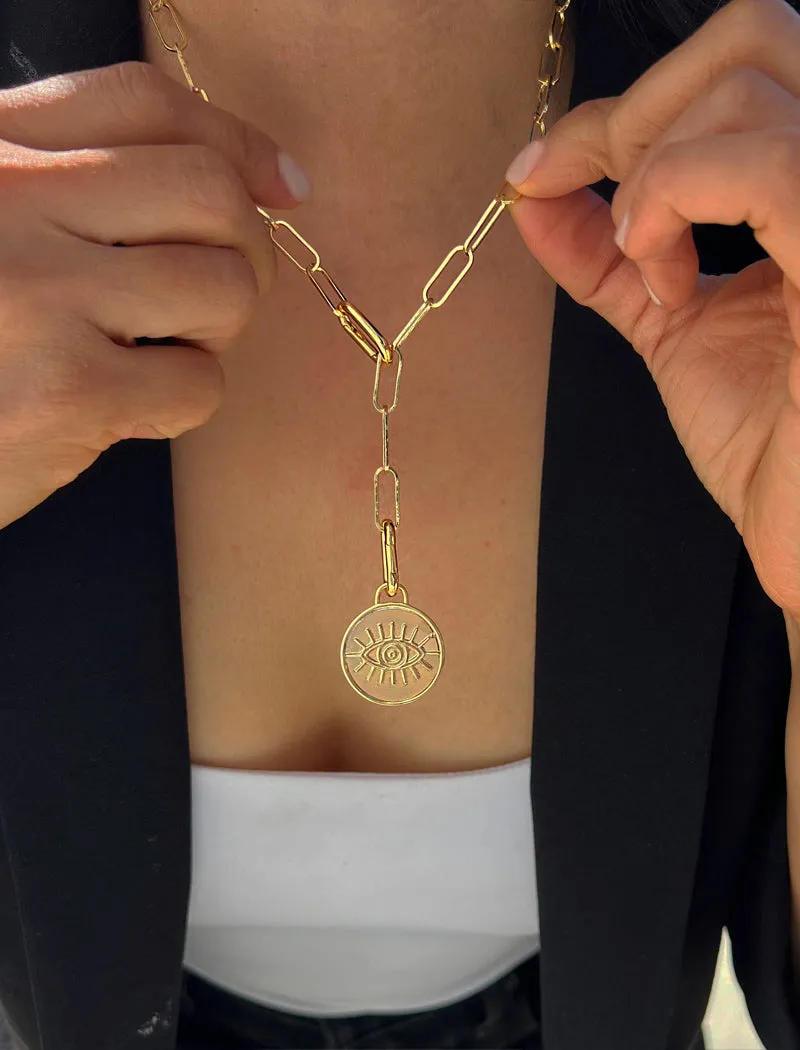 EVIL EYE Charm Coin Pendant Necklace | Gender Neutral