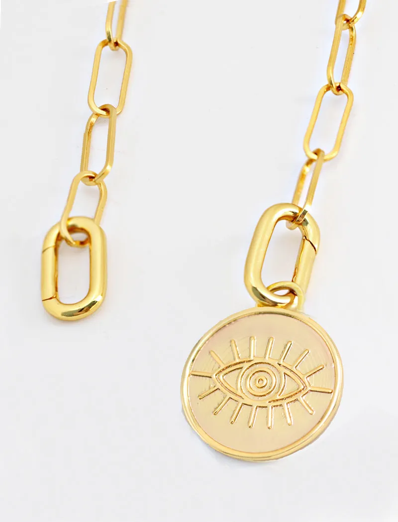 EVIL EYE Charm Coin Pendant Necklace | Gender Neutral