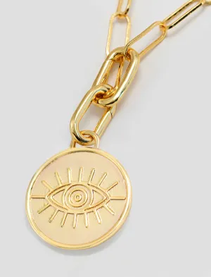EVIL EYE Charm Coin Pendant Necklace | Gender Neutral
