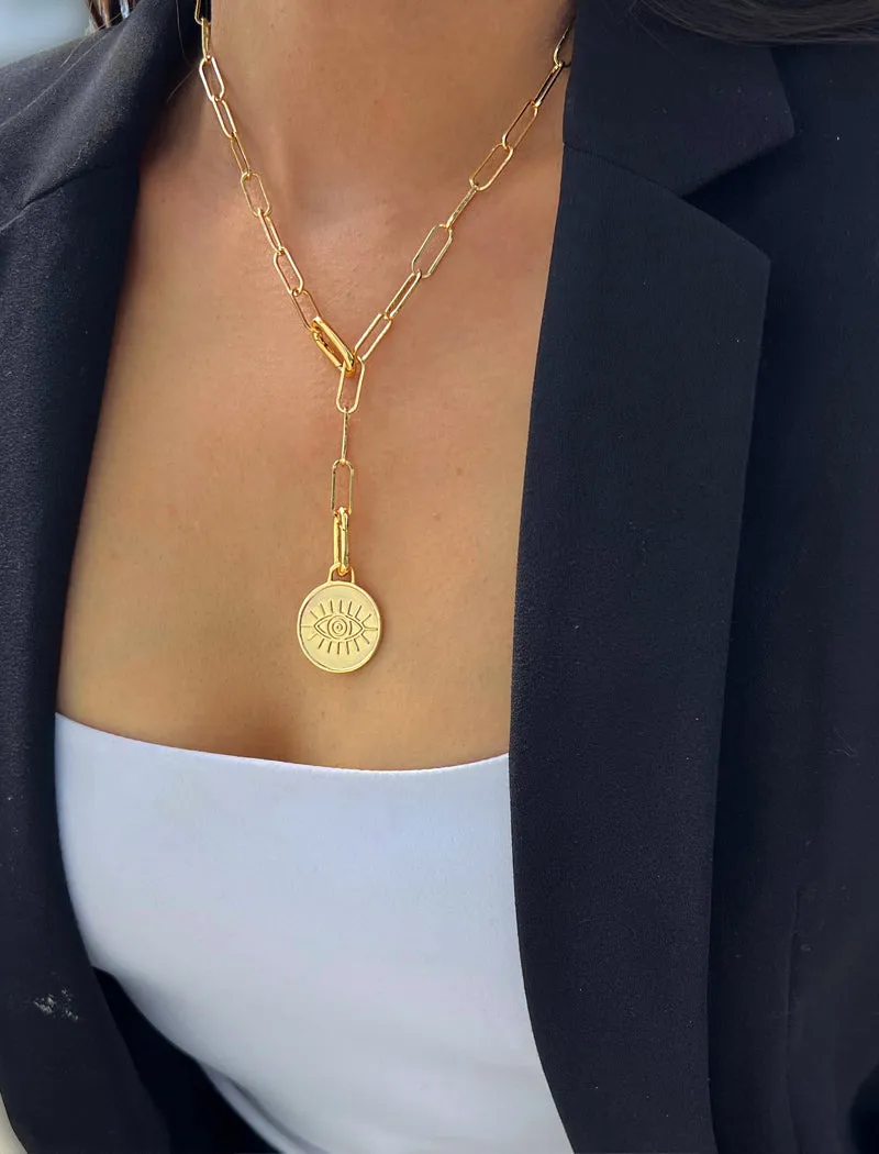 EVIL EYE Charm Coin Pendant Necklace | Gender Neutral