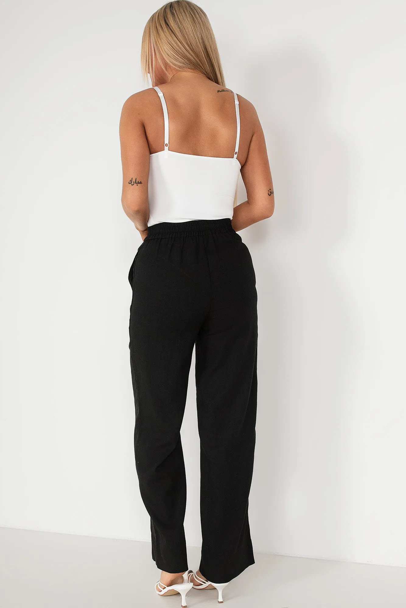 Fern Black Linen Trousers