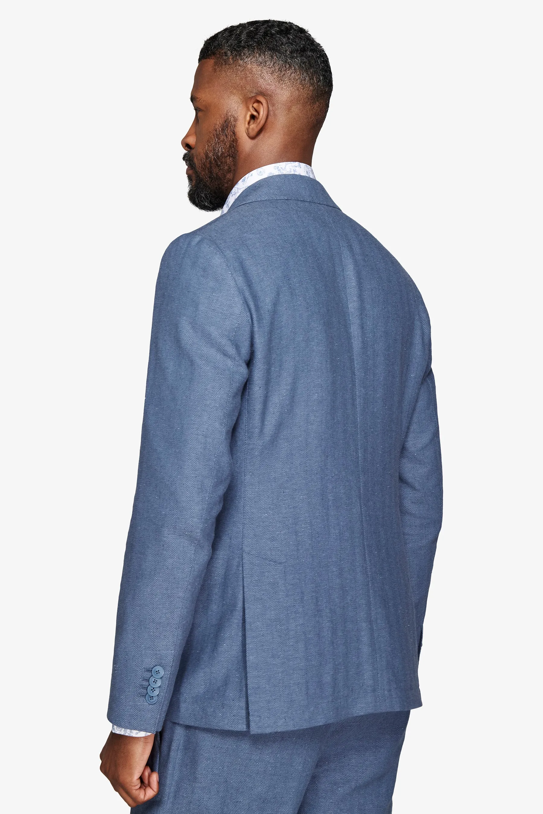 Giacca da abito misto lino Herringbone avion