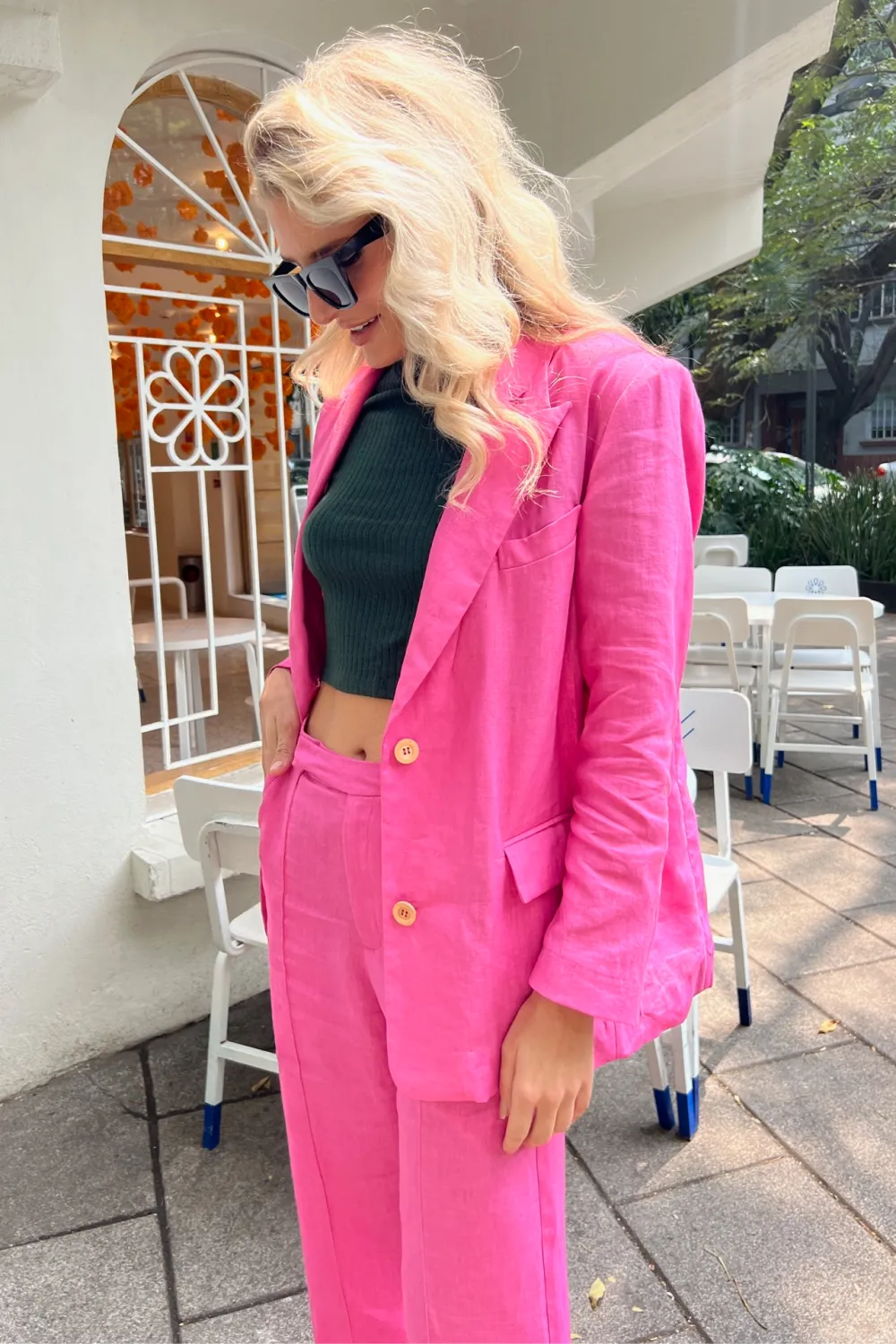 Hibiscus Natural Dye Linen Blazer