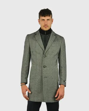 KARL LAGERFELD 455704 HERRINGBONE SALT & PEPPER OVERCOAT