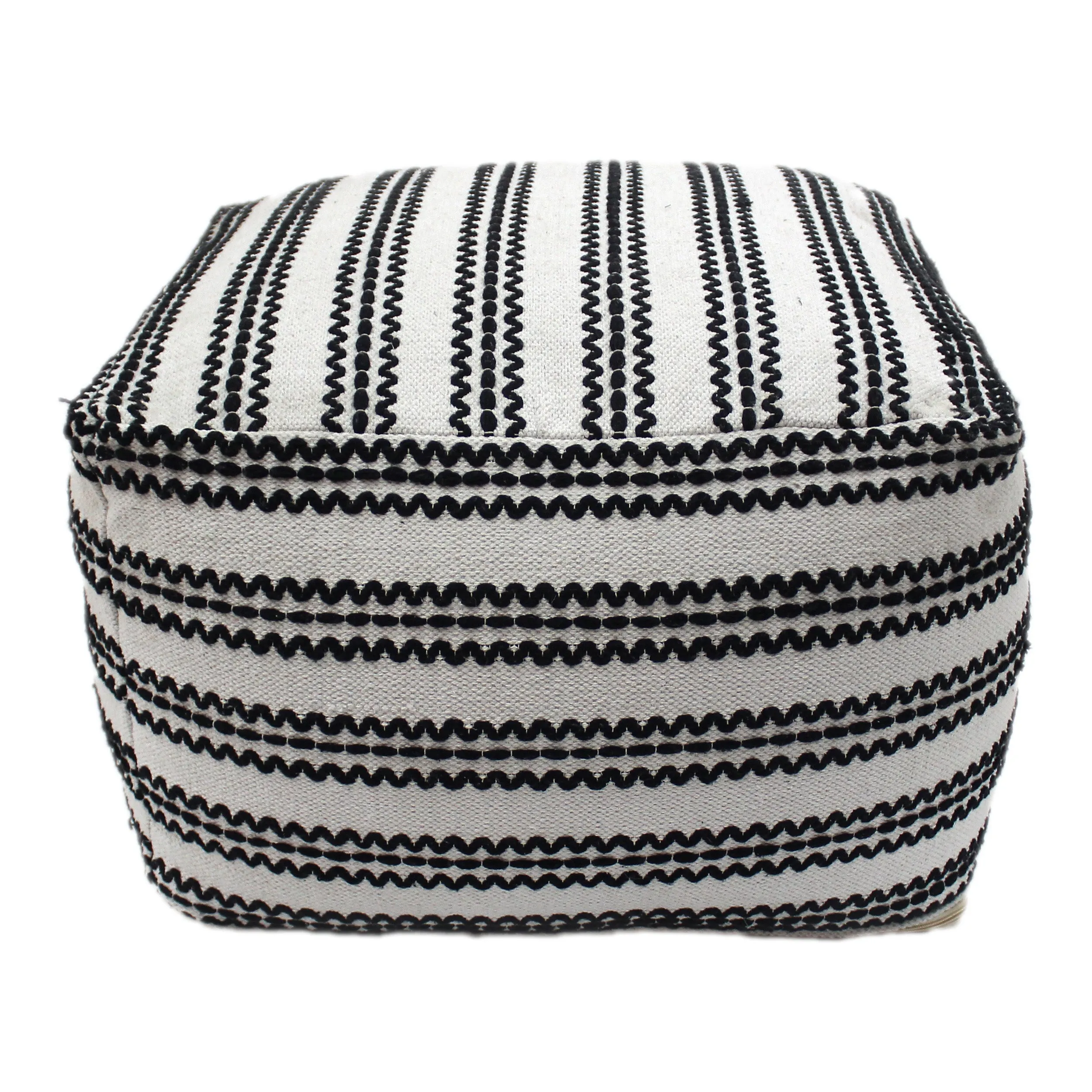 Lillian Large Square Casual Cotton Contemporary Pouf