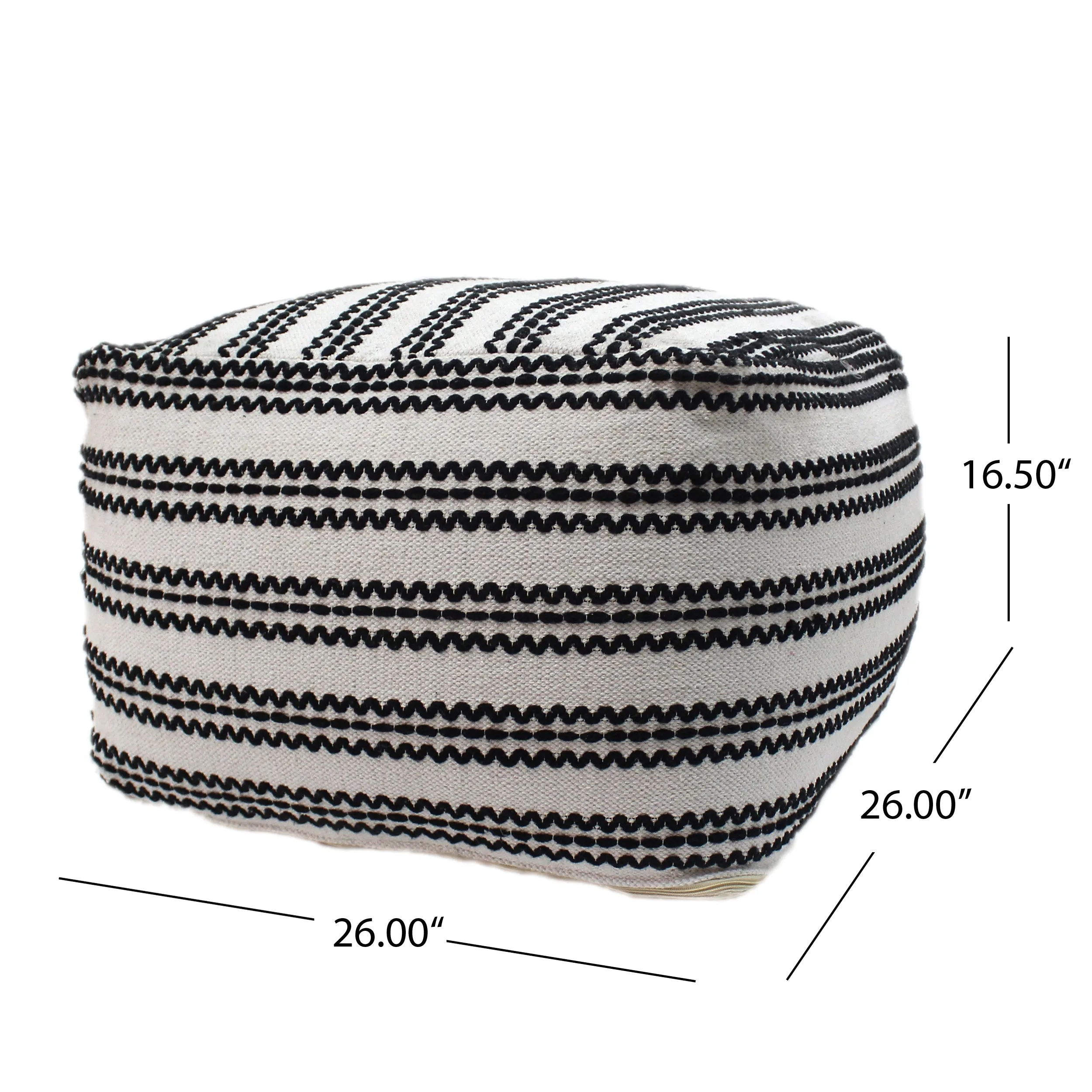 Lillian Large Square Casual Cotton Contemporary Pouf