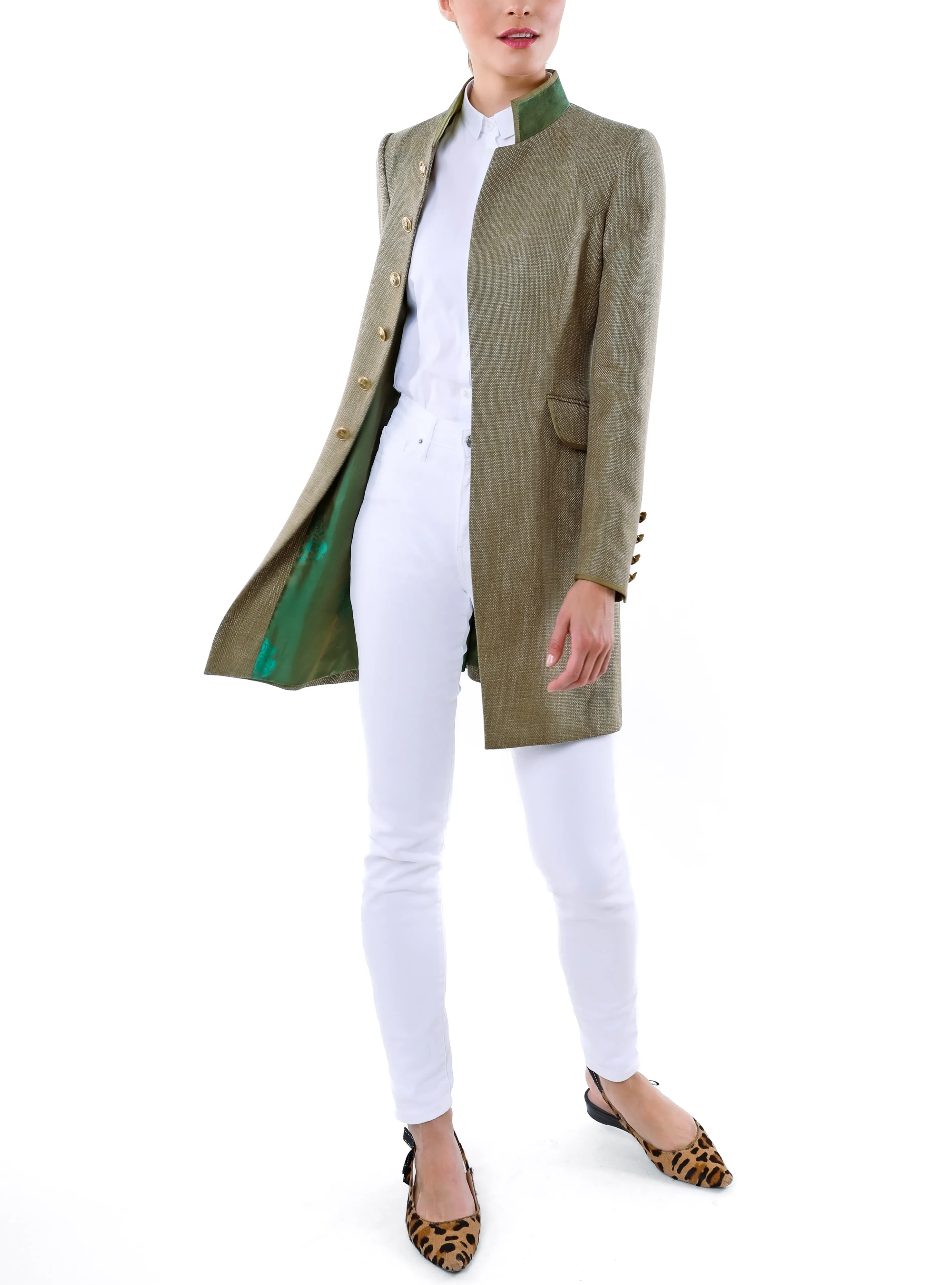 Long blazer from bronze coloured silk-linen