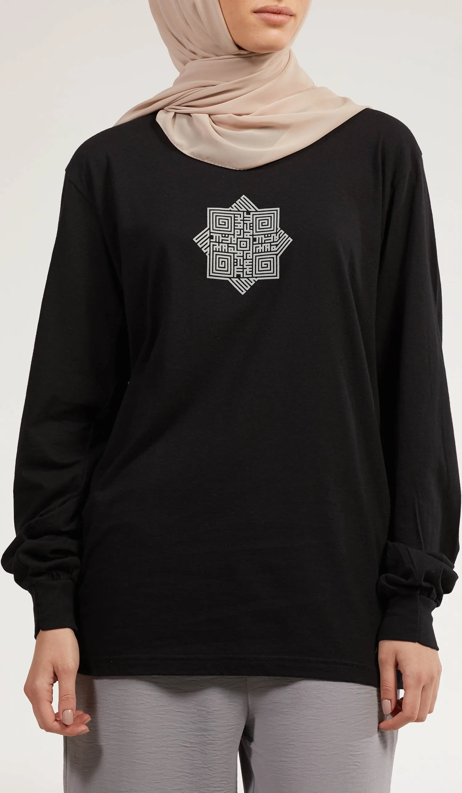 Long Sleeve Unisex T Shirt - Salam - Black
