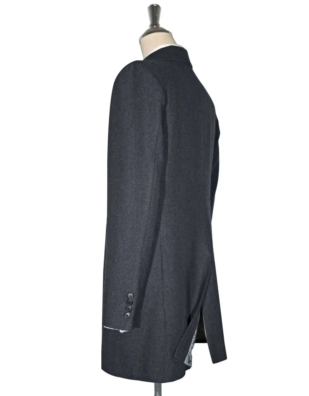 Mac Coat Men's | 60s Charcoal Grey Herringbone Mac Coat