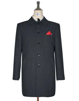 Mac Coat Men's | 60s Charcoal Grey Herringbone Mac Coat