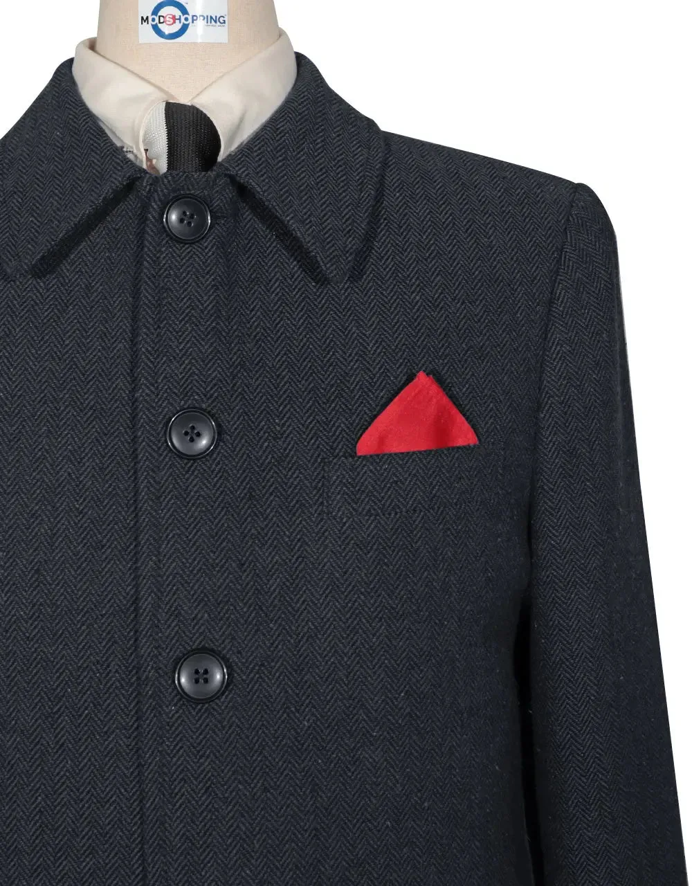 Mac Coat Men's | 60s Charcoal Grey Herringbone Mac Coat