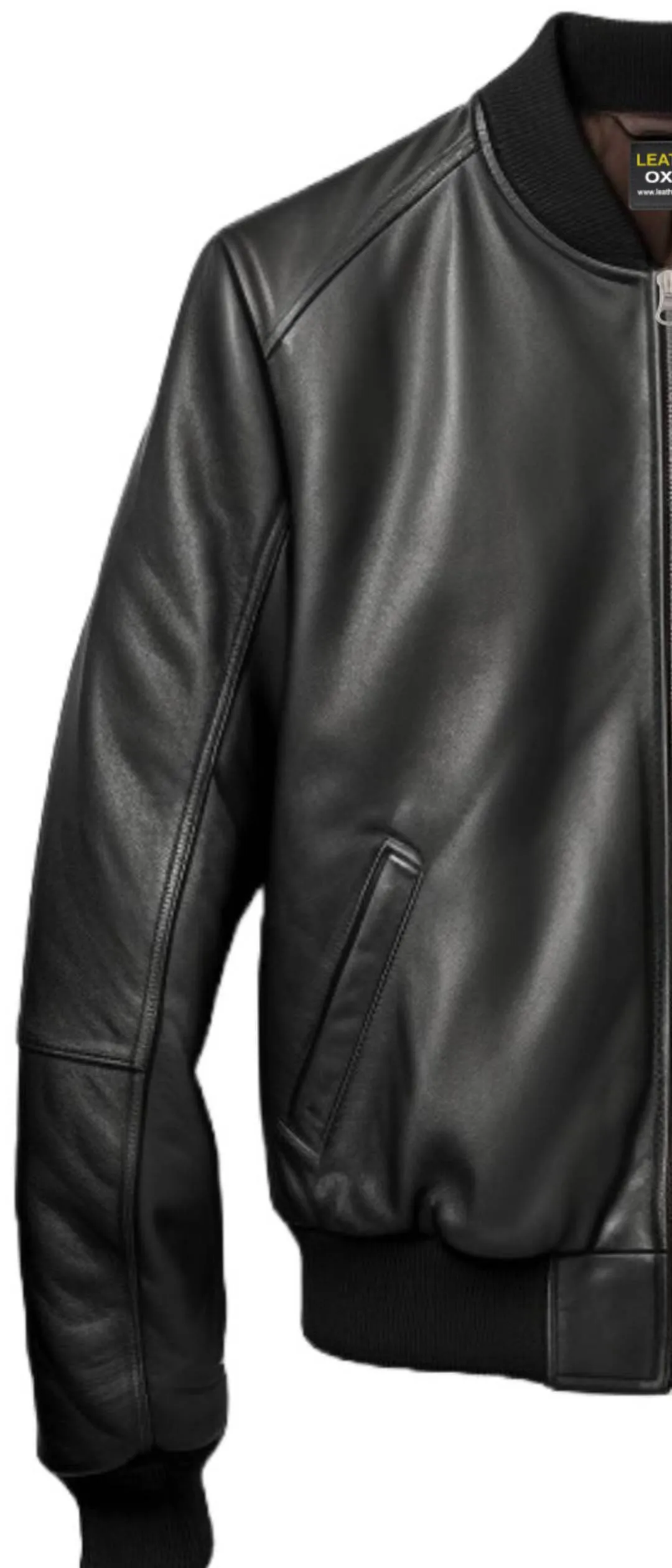 Men Leather Jacket  Black Bomber - Leather Jacket Men