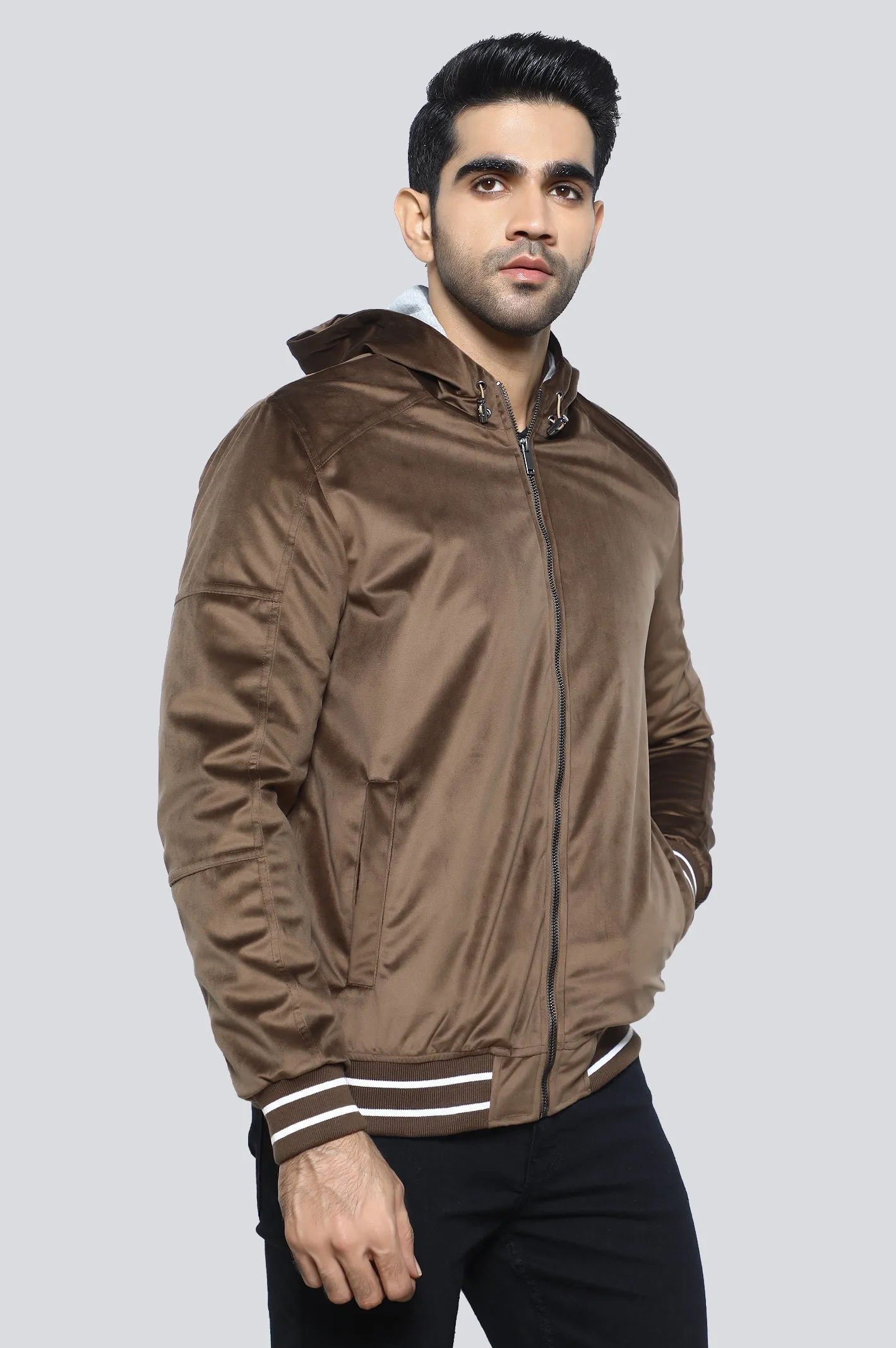 Men's Olive Brown Zip-Up Hoodie