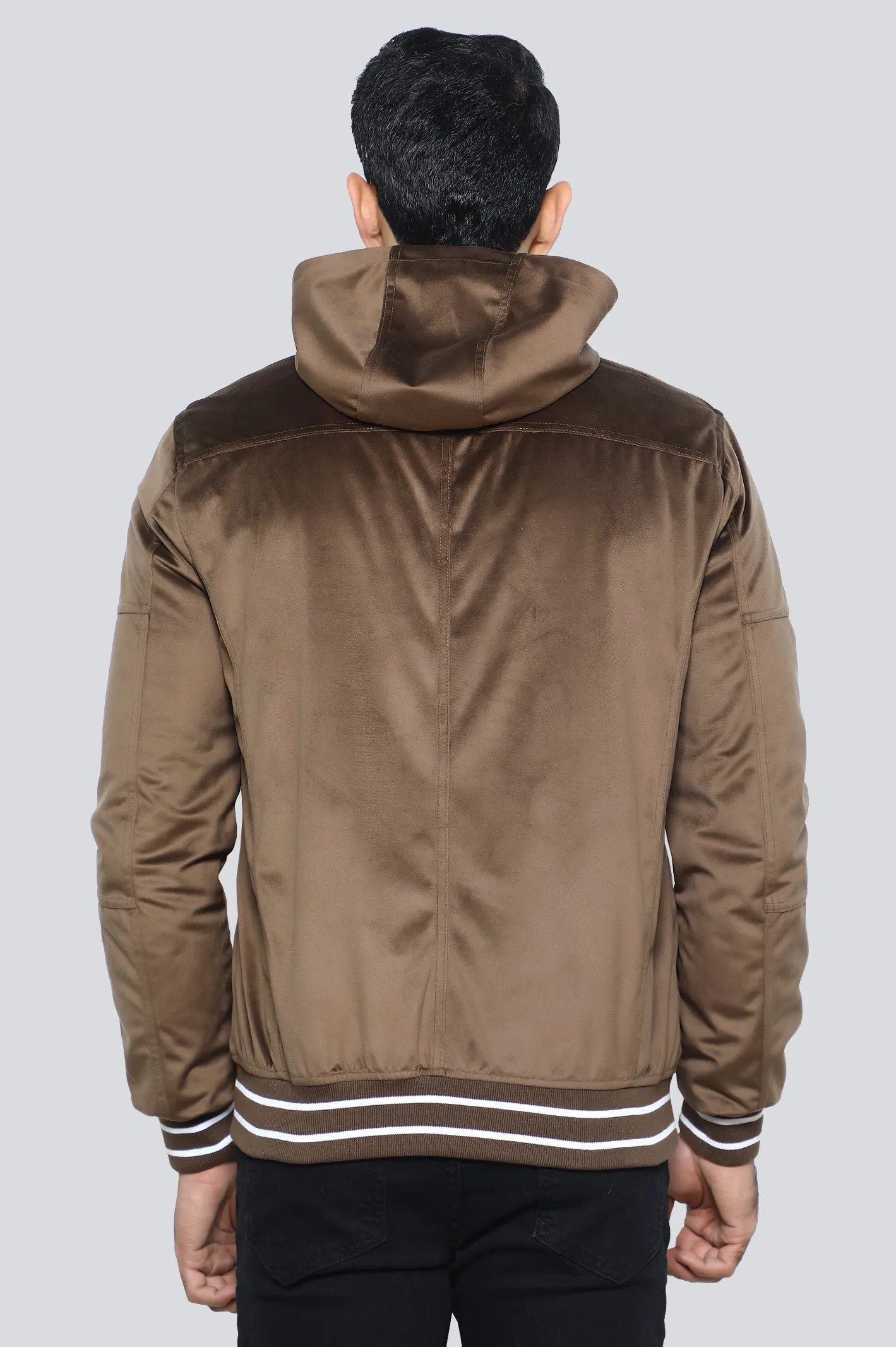 Men's Olive Brown Zip-Up Hoodie