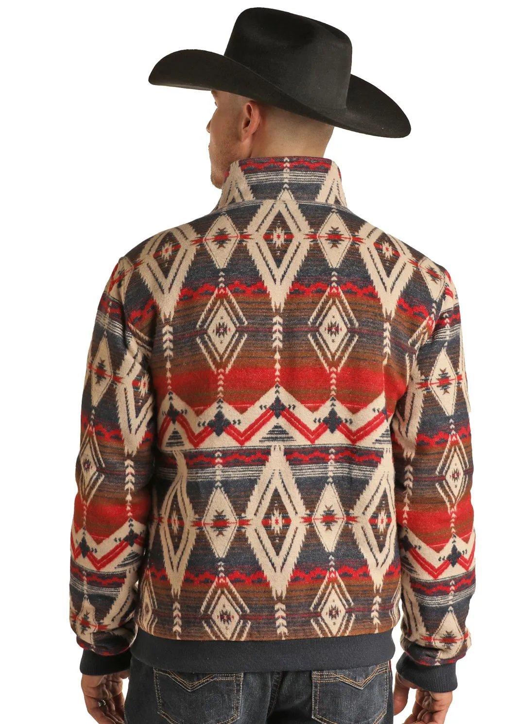 Men's Rock & Roll Navy Aztec Bomber Jacket