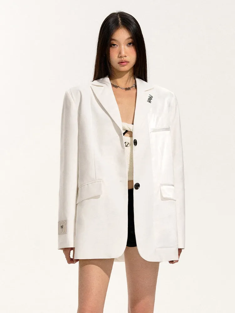 Mirror Finish Glossy Leather-Label Blazer