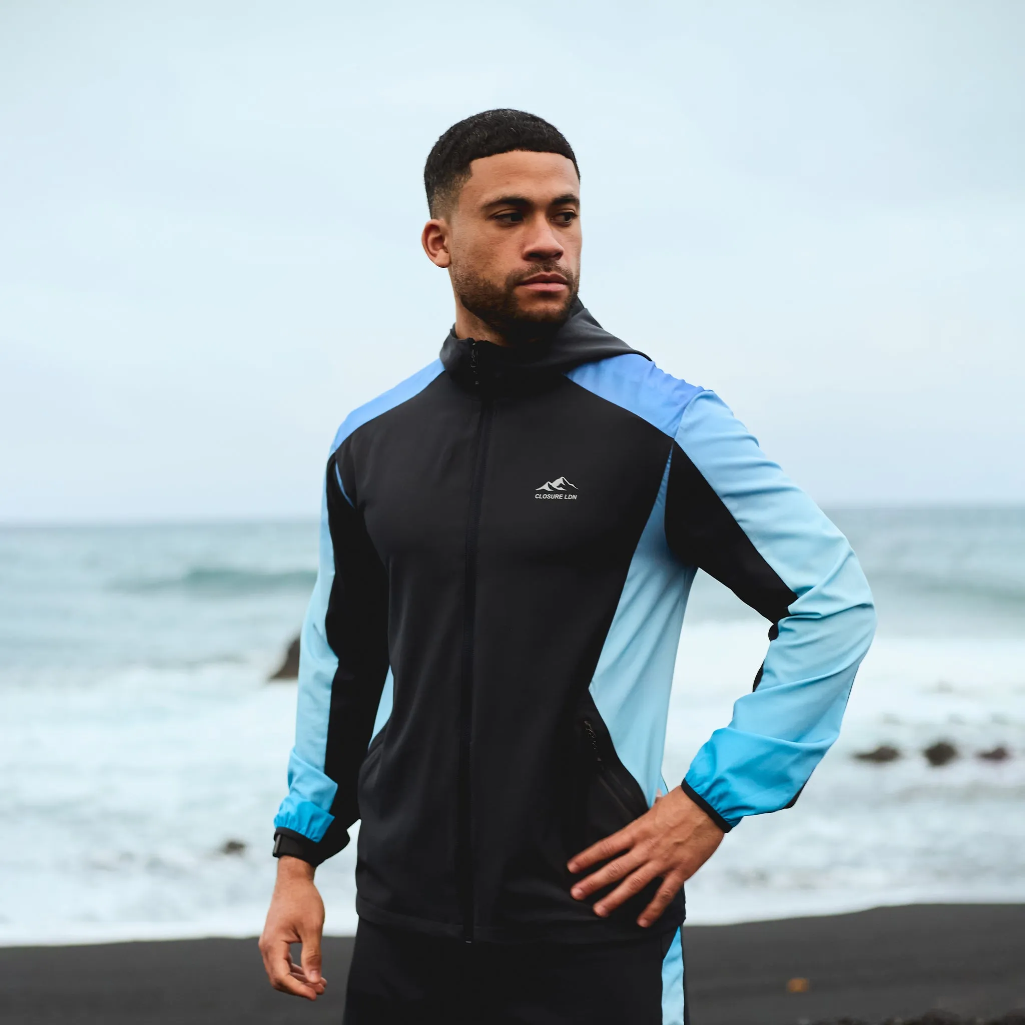 Ombre Print Windbreaker Jacket | Blue