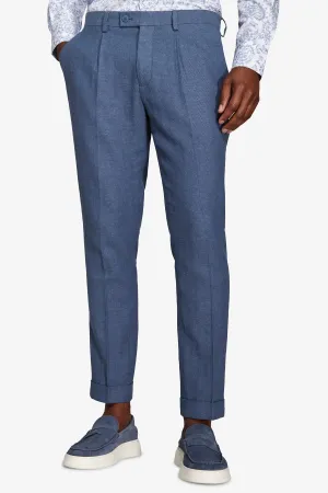 Pantaloni da abito misto lino Herringbone avion