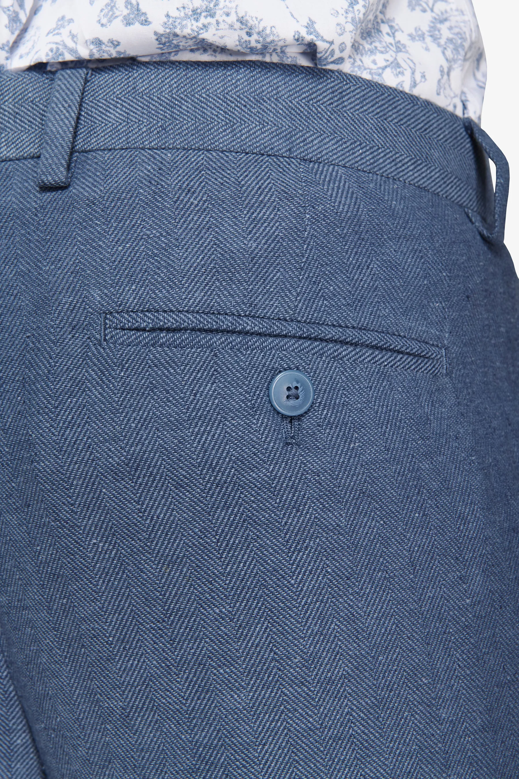 Pantaloni da abito misto lino Herringbone avion