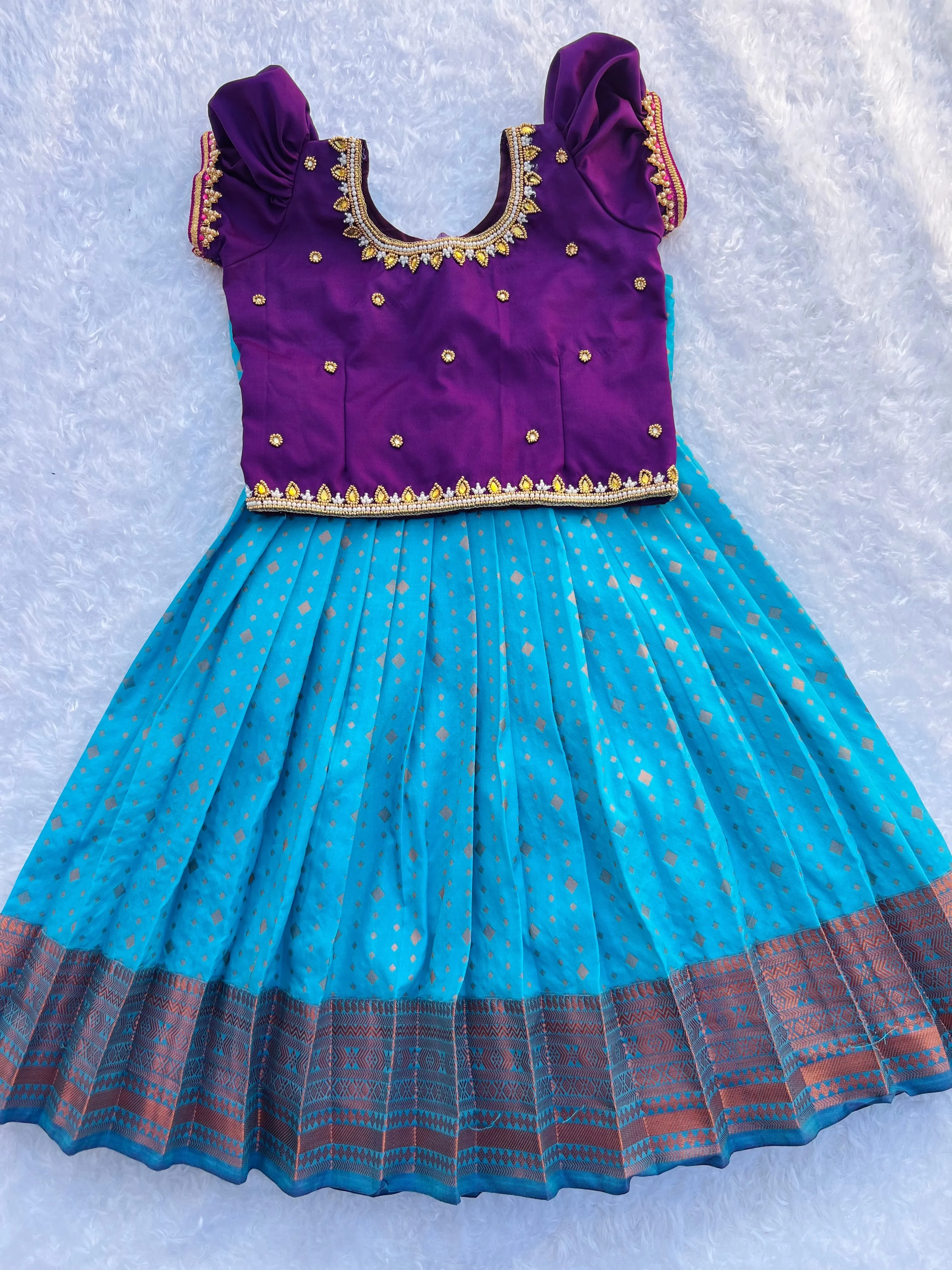 PRE ORDER : 2-in-1 Semi Silk Frock with Overcoat with Aari Work